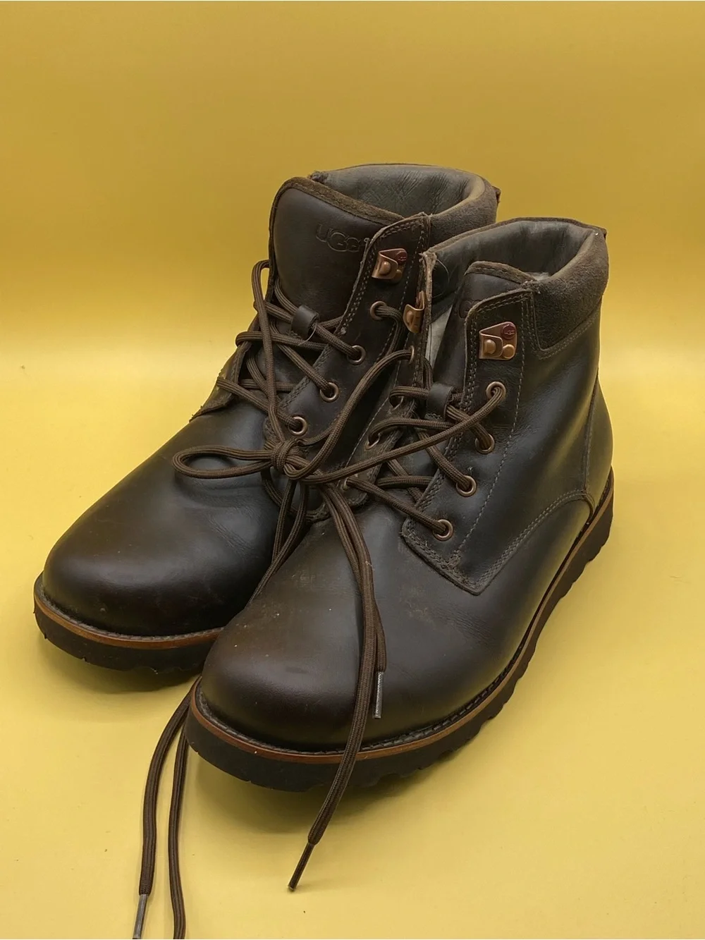 UGG Men's Dark Brown Leather Ankle Boots